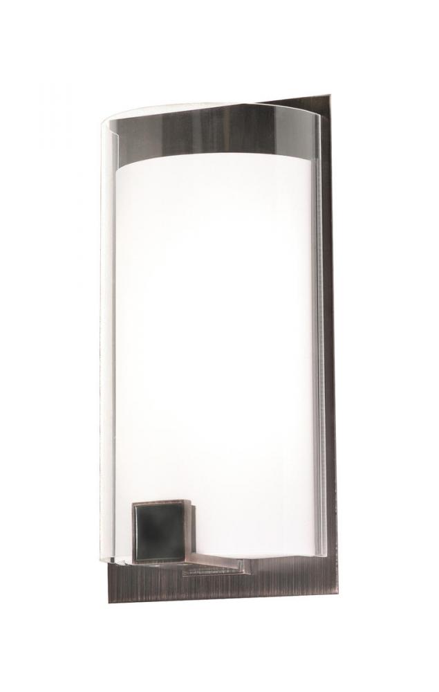 Nolan 12'' LED Sconce - Oakley Bronze Finish - White Acrylic Shade