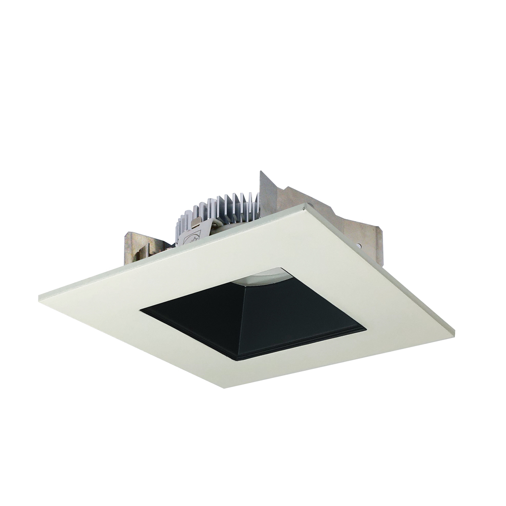 4" Cobalt Shallow High Lumen LED Trim, Square/Square Regress, 1250lm, 3000K, Black/White