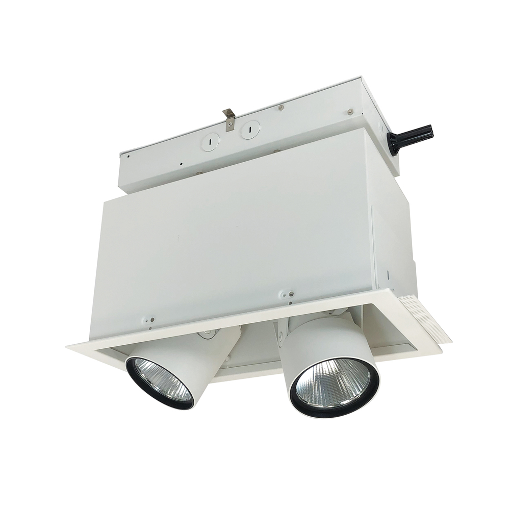 Pull-Down LED Trimless 2-Head MLS, 30W / 2100lm per Head, Spot, 4000K, White, 277V 0-10V Dimming