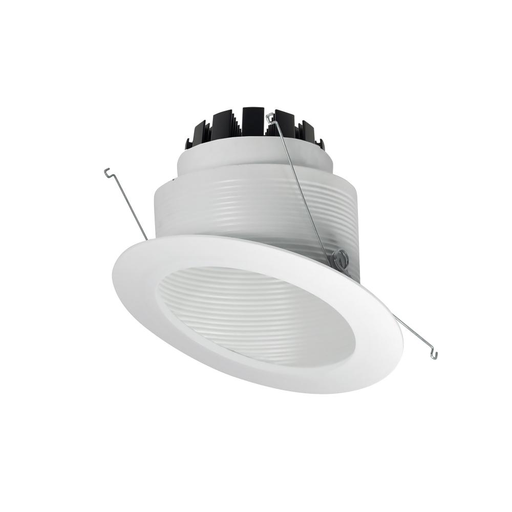 6" Marquise III Round Slope Baffle, 900lm, 3000K, Flood Optic, White Baffle/White Flange