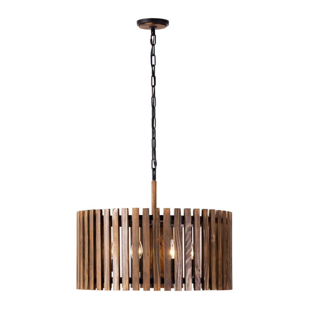 Suratto 6-Lt   Pendant - Matte Black/Medium Walnut