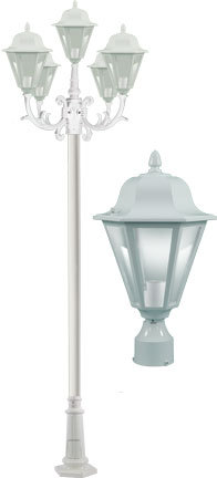 Dabmar GM1305-LED6-W - DANIELLA POST FIVE LIGHT FIX W/ CLEAR GLASS 5 X LED 6W