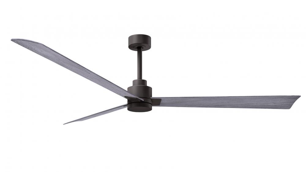 Alessandra 3-blade transitional ceiling fan in textured bronze finish with Barn Wood blades. Optim