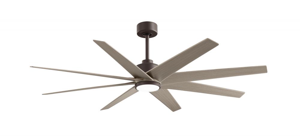 Ariella 8-blade ceiling fan in Textured Bronze and Gray Ash Tone blades