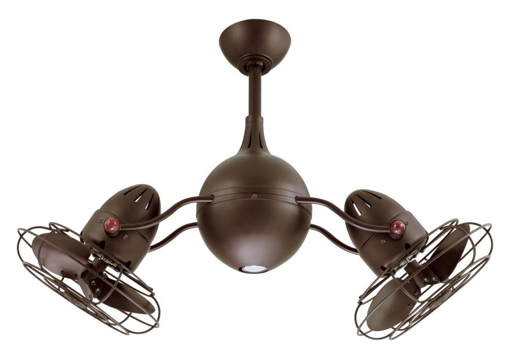 Acqua 360° rotational 3-speed ceiling fan in textured bronze finish with metal blades and light k