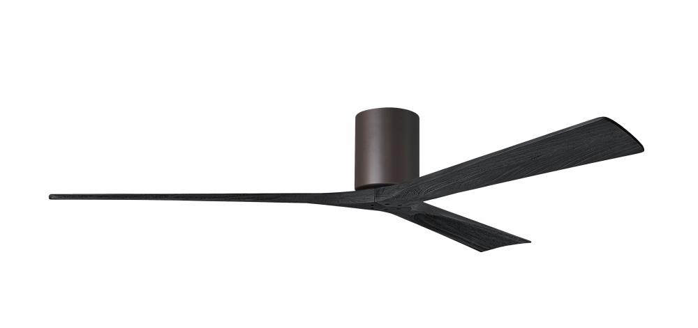 Irene-3H three-blade flush mount paddle fan in Textured Bronze finish with 72” solid matte black