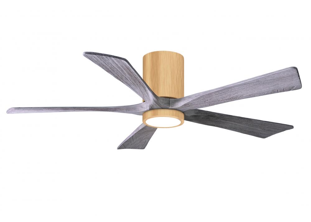 IR5HLK five-blade flush mount paddle fan in Light Maple finish with 52” Barn Wood blades and int