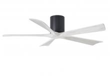 Matthews Fan Company IR5H-BK-MWH-52 - Irene-5H five-blade flush mount paddle fan in Matte Black finish with 52” solid matte white wood