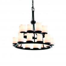 Justice Design Group CNDL-8767-14-CREM-MBLK - Dakota 21-Light 2-Tier Ring Chandelier