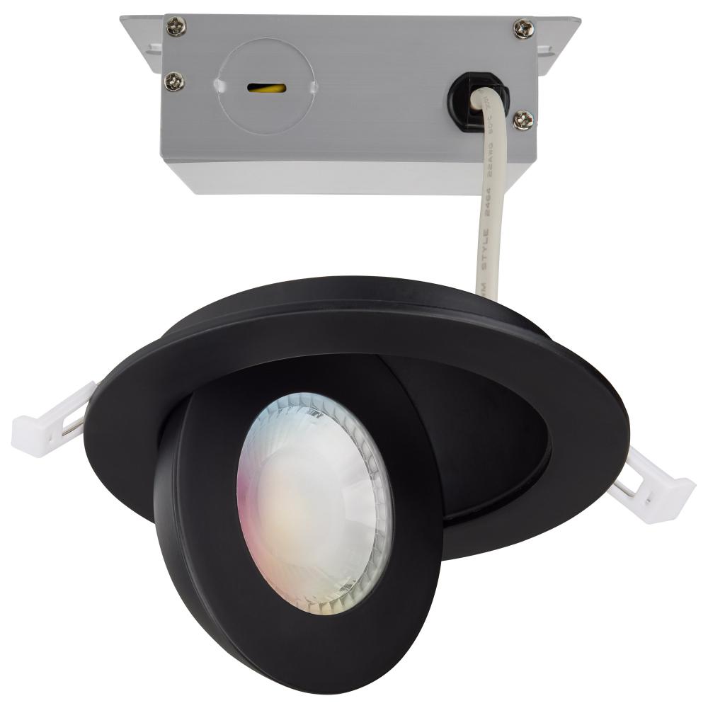 9 Watt; LED Gimbaled Downlight; 4 Inch; RGB & Tunable White; Round; Starfish IOT; Black Finish; 650