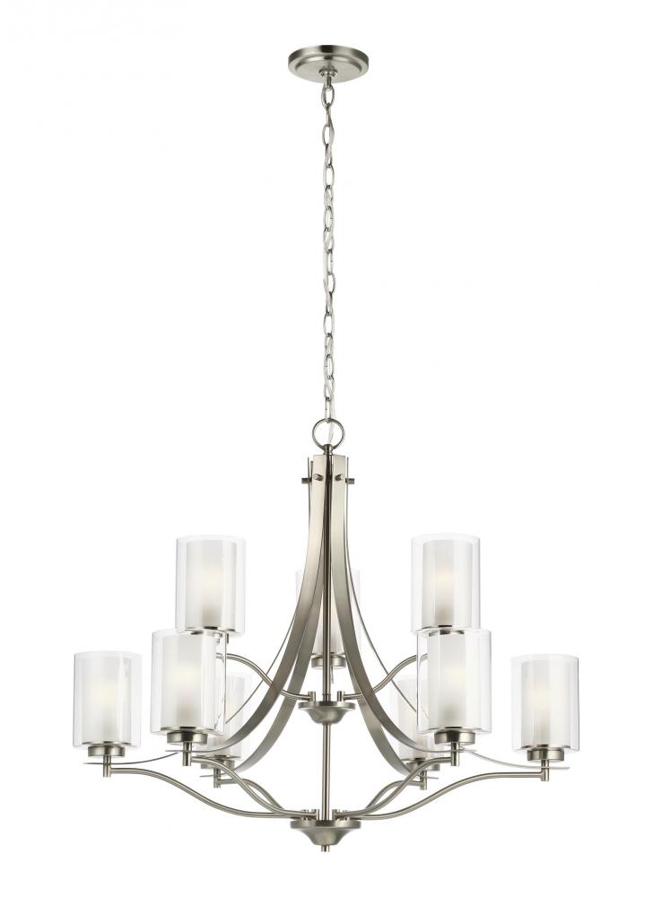 Elmwood Park traditional 9-light LED indoor dimmable ceiling chandelier pendant light in brushed nic