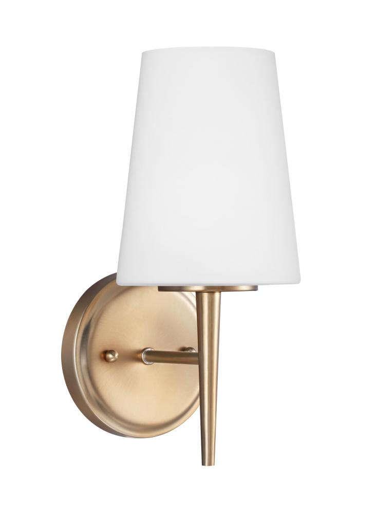 Driscoll contemporary 1-light LED indoor dimmable bath vanity wall sconce in satin brass gold finish