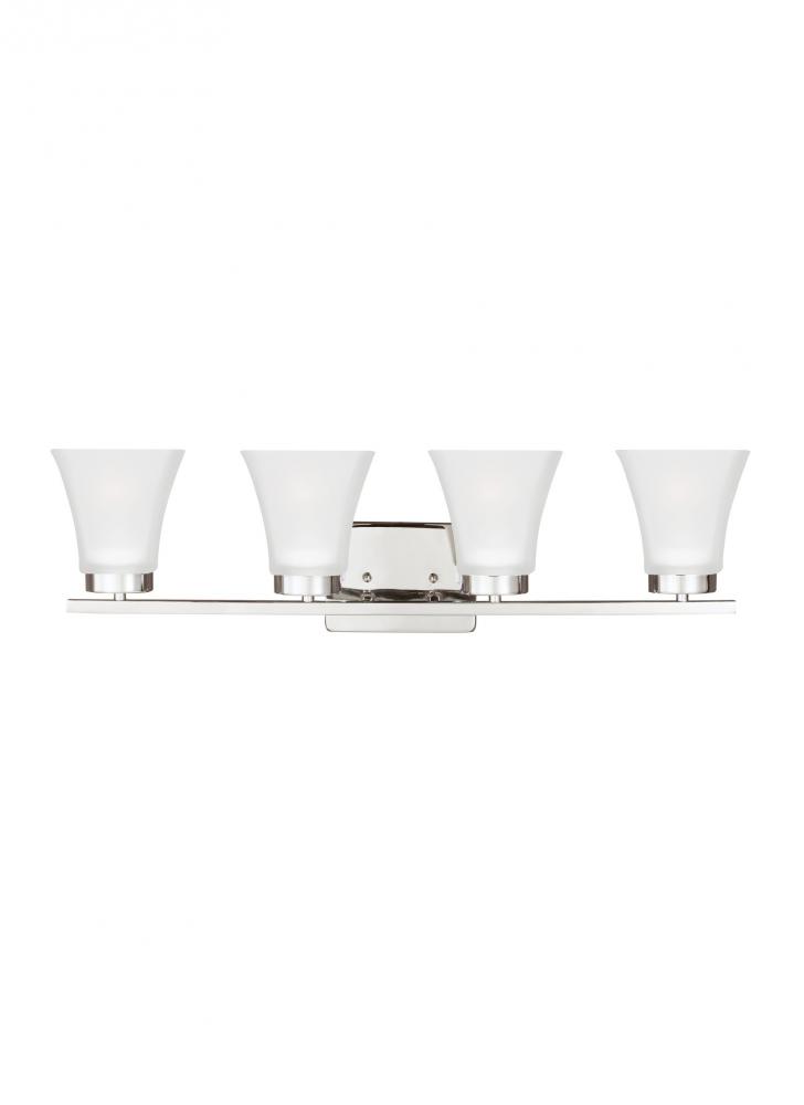 Bayfield contemporary 4-light LED indoor dimmable bath vanity wall sconce in chrome silver finish wi