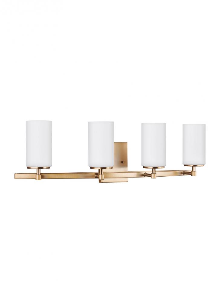 Alturas contemporary 4-light LED indoor dimmable bath vanity wall sconce in satin brass gold finish