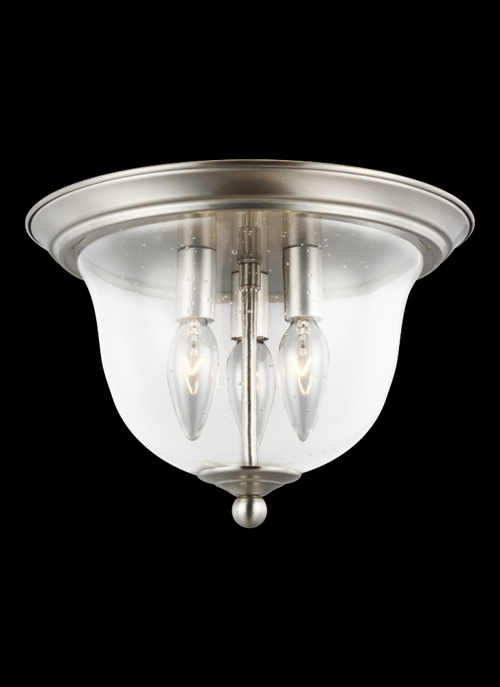 Belton transitional 3-light LED indoor dimmable ceiling flush mount in brushed nickel silver finish