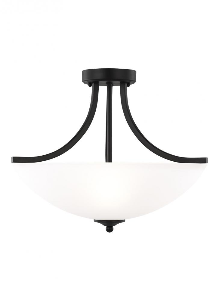 Geary transitional 3-light LED indoor dimmable ceiling flush mount fixture in midnight black finish