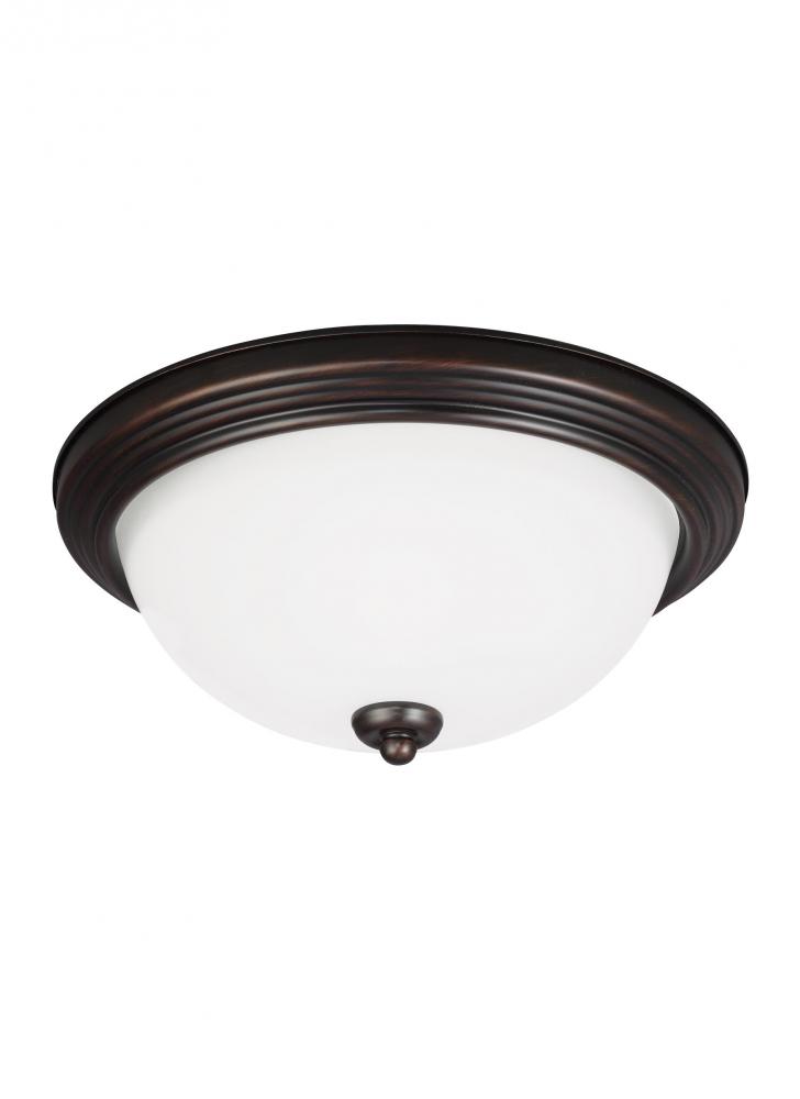 Geary transitional 1-light LED indoor dimmable ceiling flush mount fixture in bronze finish with sat