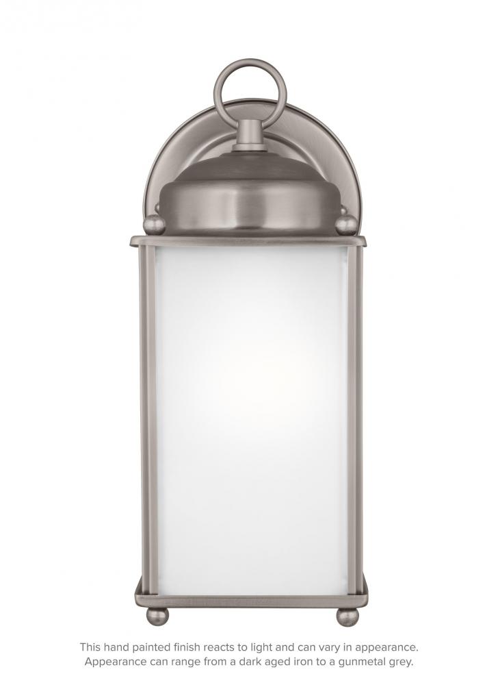 New Castle traditional 1-light LED outdoor exterior large wall lantern sconce in antique brushed nic