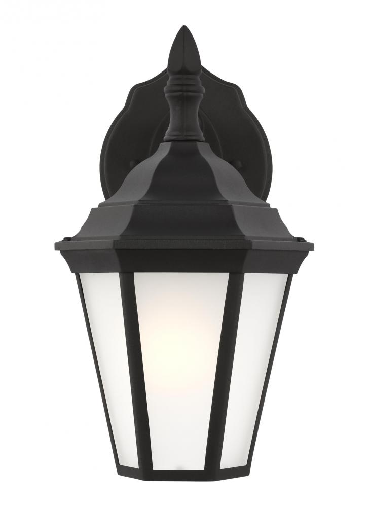 Bakersville traditional 1-light LED outdoor exterior small wall lantern sconce in black finish with