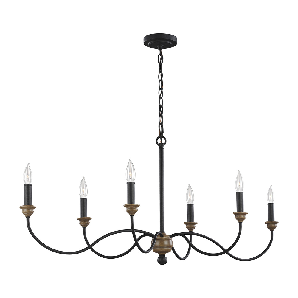 Hartsville traditional 6-light LED indoor dimmable ceiling chandelier pendant light in dark weathere