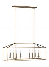 Generation Lighting 6615008EN-848 - Perryton transitional 8-light LED indoor dimmable linear ceiling chandelier pendant light in satin b