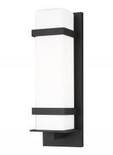 Generation Lighting 8620701EN3-12 - Alban modern 1-light LED outdoor exterior medium square wall lantern sconce in black finish with etc