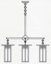 Arroyo Craftsman GCH-9L/4GW-MB - 9" glasgow long body 4 light chandelier