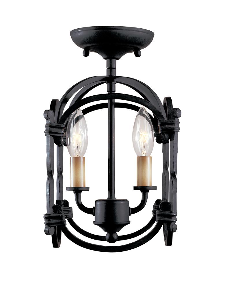 Hastings Collection 2-Light Rust Semi-Flush Mount Lantern