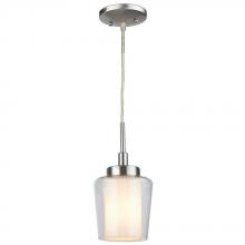 World Imports ES0009SBA - 1-Light Brushed Nickel Mini Pendant with Glass Shade